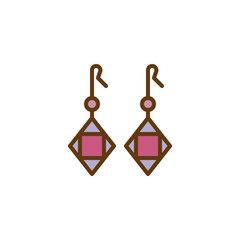 Earrings filled outline icon, line vector sign, linear colorful pictogram isolated on white. Jewelry symbol, logo illustration. Pixel perfect vector graphics