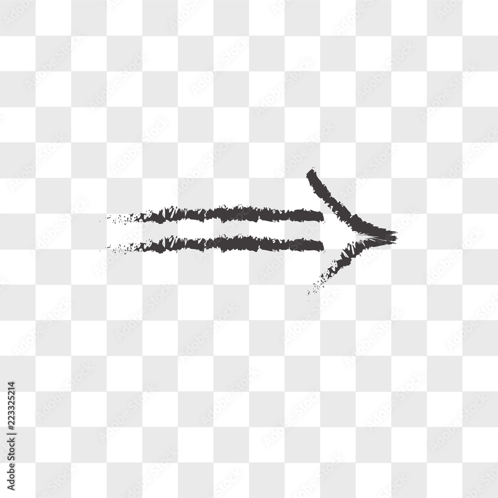 Poster sketched arrow vector icon isolated on transparent background, sketched arrow logo design