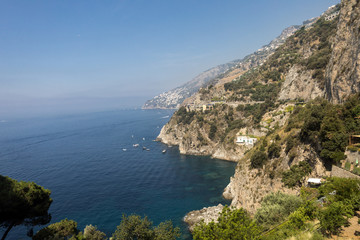 A view of the Amalfi Coast between Amalfi and Positano. Campania. Italy