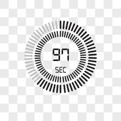 The 97 seconds vector icon isolated on transparent background, The 97 seconds logo design