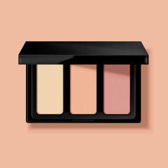 Modern eye shadow palette. Mockup illustration isolated on background. Graphic concept for your design