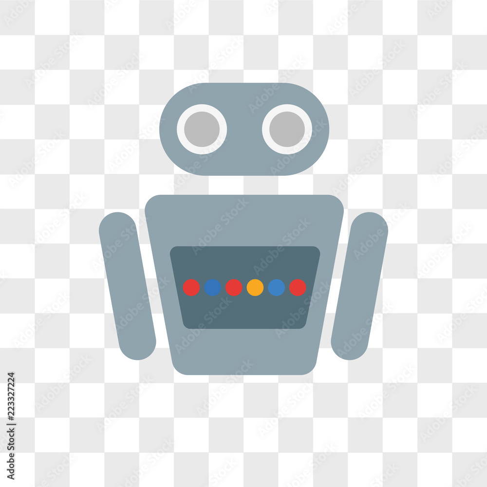 Poster robot vector icon isolated on transparent background, robot logo design