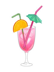 Tropical beach party cocktail illustration
