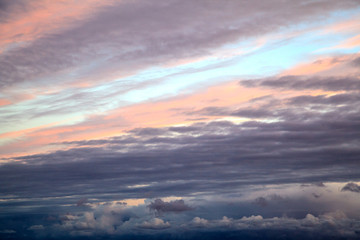 Colorful the sea sunset with  orange-violet paints