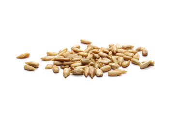 Salted sunflower seeds, core isolated on white background