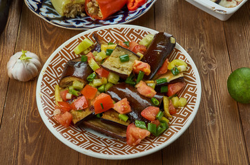 Iraqi Fried Aubergine Molasses Salad