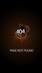 Error page 404 for the mobile website with empty Wooden Chest Vector illustration with cartoon chest for web