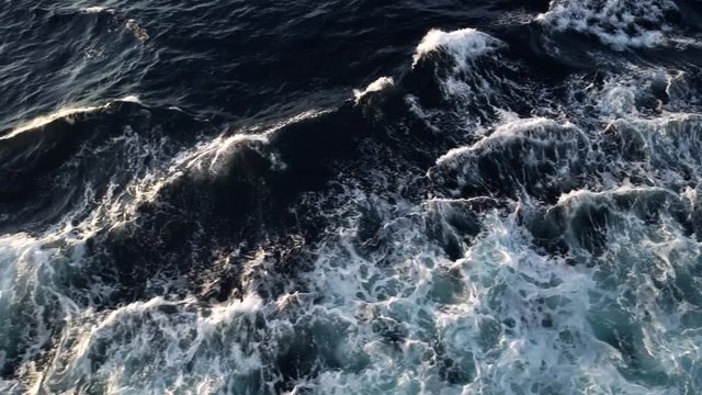 Clip of  Sea water ship trail with foamy wave. Cruise liner foam