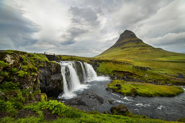 Kirkjufell waterfall and mountain, an Iceland landscape.