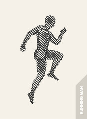 3d running man. Design for sport, business, science and technology. Vector illustration. Human body.