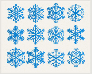 Set of snowflakes on a white background