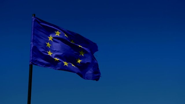 European flag in the wind.