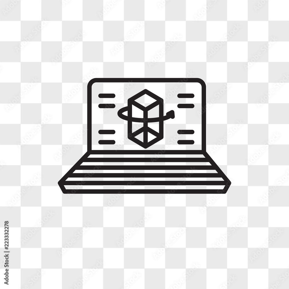 Poster 3d printing software vector icon isolated on transparent background, 3d printing software logo desig