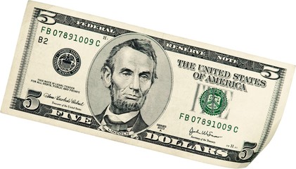 5 Dollars Bill - Isolated