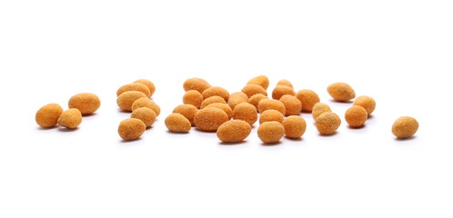 Spicy hot peanuts pile isolated on white background