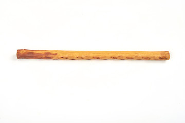 biscuit sticks with sweet filling on white background.