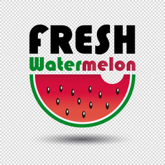 Fresh Watermelon Icon - Colorful Vector Illustration - Isolated On Transparent Background