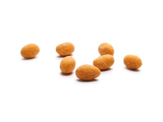 Spicy hot peanuts pile isolated on white background