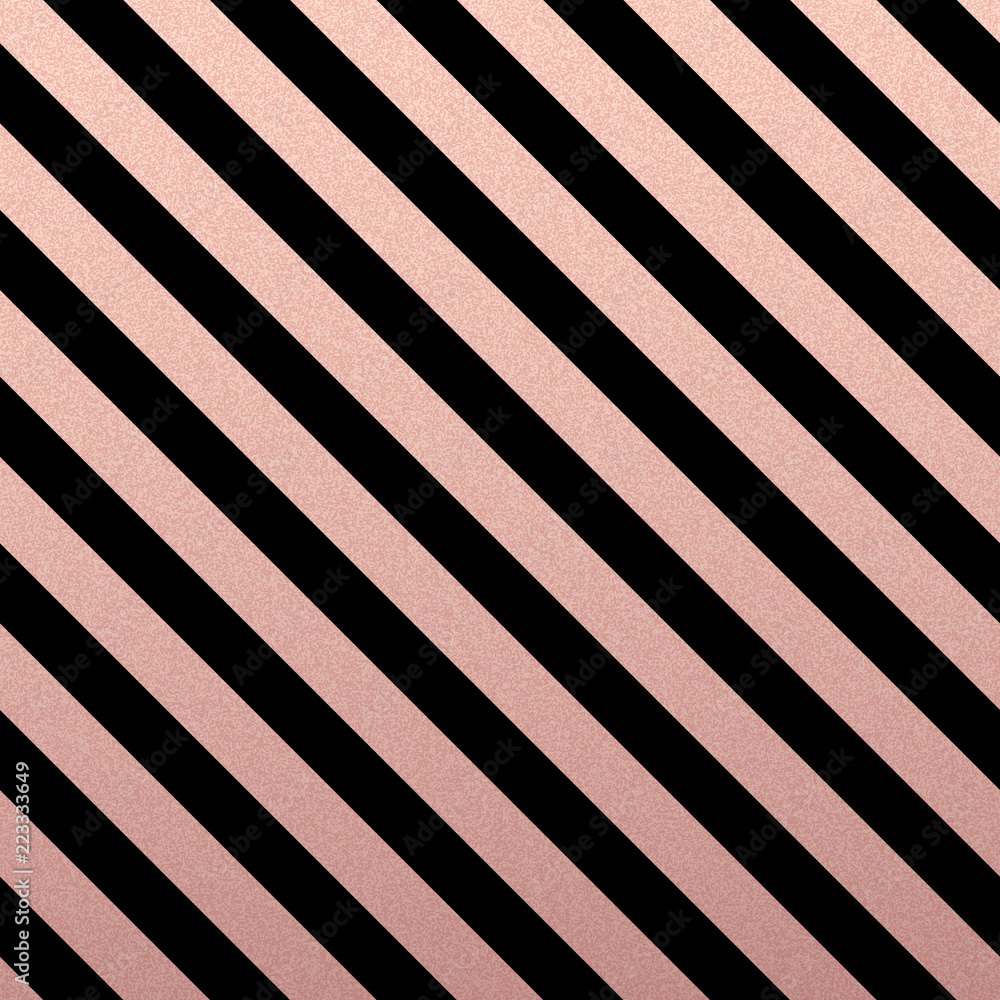 Poster rose gold glittering diagonal lines pattern on black background.