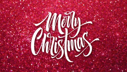 Fototapeta na wymiar Merry Christmas greeting card glitter vector template