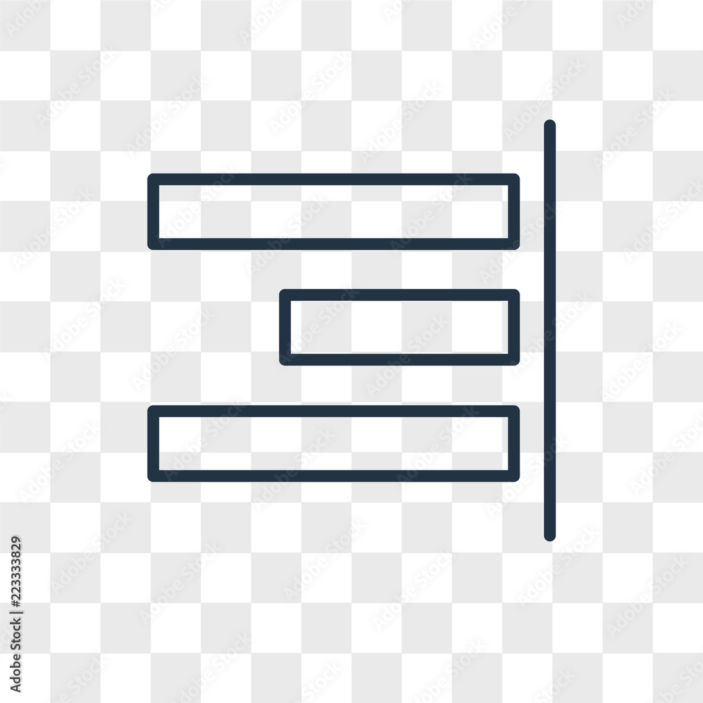 Poster right alignment vector icon isolated on transparent background, right alignment logo design