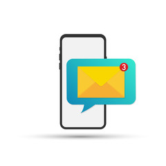 Unread email notification. New message on the smartphone screen. Vector illustration.
