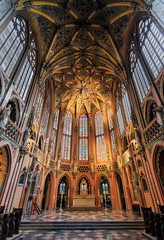 Beautiful view of the interior of the St-Jacob's church (Sint-Jacobs, Saint-Jacques) in Liege,...