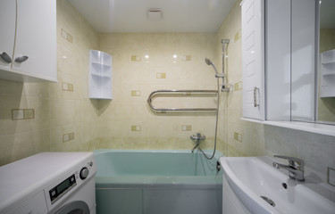 Interior of the flat. Bathroom, shower. 