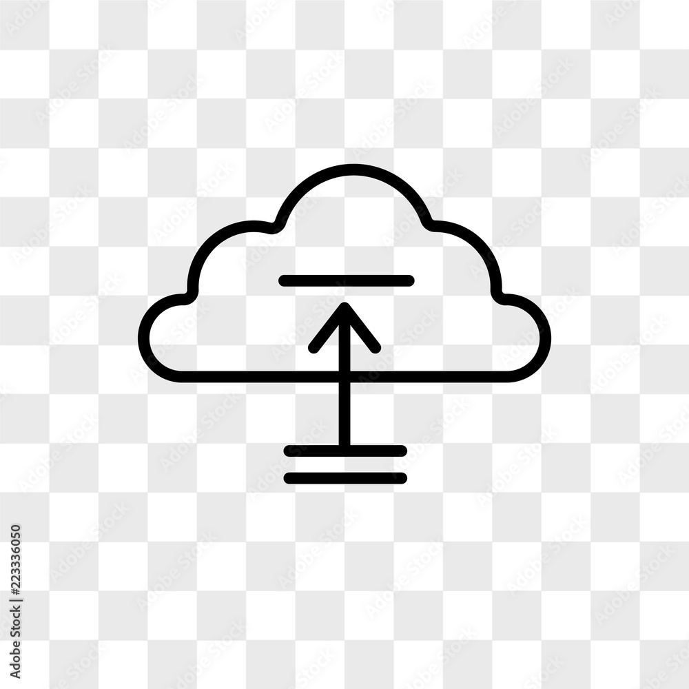 Poster upload to cloud vector icon isolated on transparent background, upload to cloud logo design