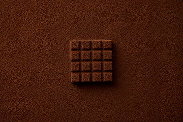 top view of sweet gourmet chocolate and cocoa powder