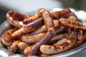 Grilleg pork sausages on the plate
