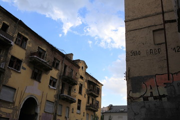 An abandoned quarter in Moscow. Broken glass, destroyed walls.