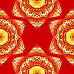 Seamless decorative backround. Red floral mandalas. Bright pattern. Vintage decorative element for web, prints, cards. Ornate motifs.