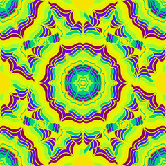 Seamless decorative backround. Rainbow floral mandalas. Bright pattern. Vintage decorative element for web, prints, cards. Ornate motifs.