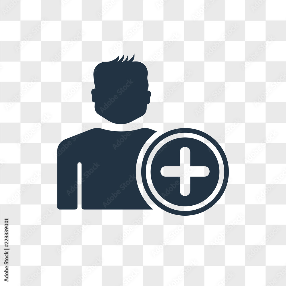 Poster add user vector icon isolated on transparent background, add user logo design