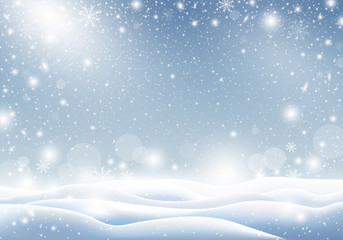Winter background of falling snow Christmas card design vector illustration