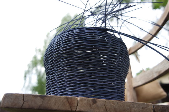 Basket weaving, basketry, blue basket making, hobby