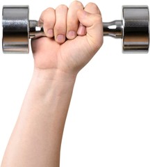 hand holding dumbbells