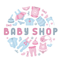 Baby clothes icons set. Flat style vector illustration. Suitable for advertising