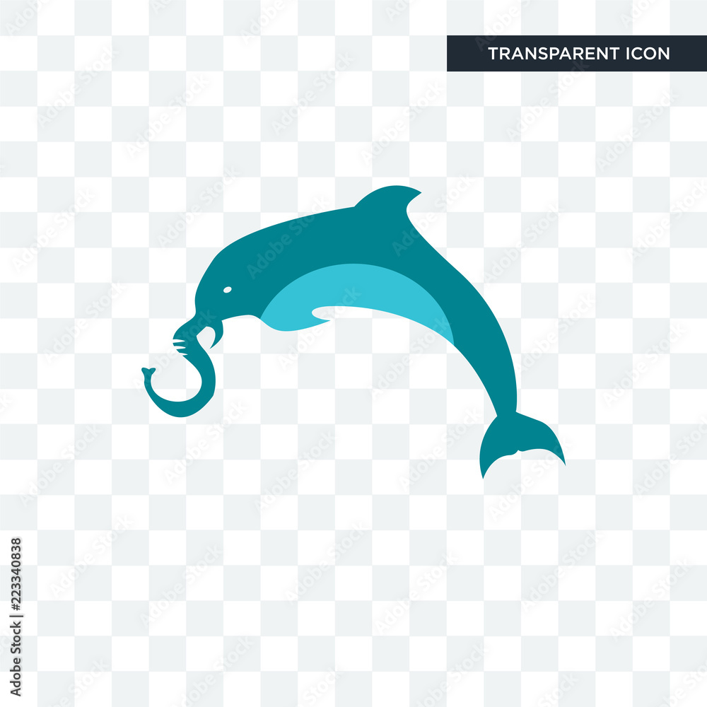 Poster elephand dolphin vector icon isolated on transparent background, elephand dolphin logo design