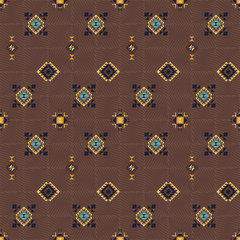 Fototapeta na wymiar Geometric embroidery style. Ethnic seamless pattern. Abstract background. Digital or wrapping paper. Good for web, print and textile design. Boho ornament vector.