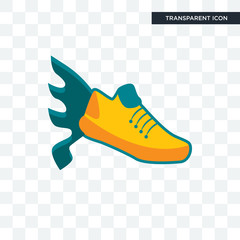 flying shoe vector icon isolated on transparent background, flying shoe logo design