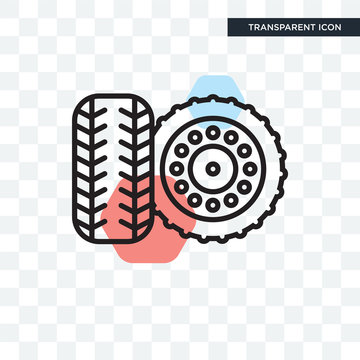 Wheels vector icon isolated on transparent background, Wheels logo design
