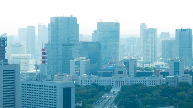 東京風景・タイムラプス・国会議事堂・光芒