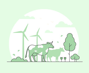 Eco farming - thin line design style vector illustration