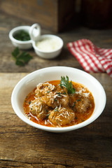 Homemade meatballs with tomato sauce