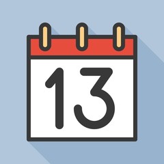 number and calendar icon, outline icon with long shadow