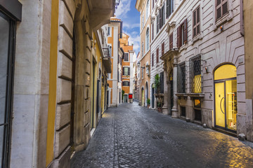 Typical Italian street in the centre of Rome, no people