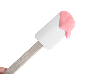 colored dough on the plastic cooking shovel