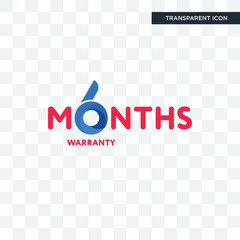 6 months warranty vector icon isolated on transparent background, 6 months warranty logo design